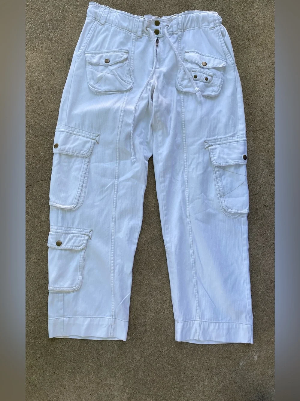 Free People White Cargo Capris